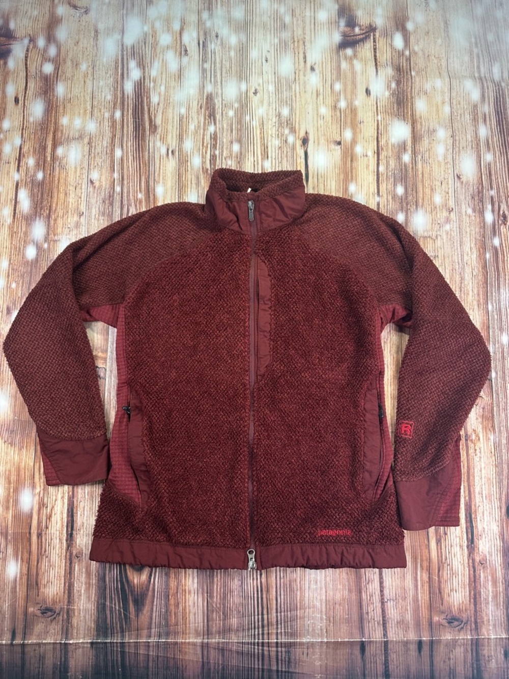 Women's Patagonia R2 Regulator Fuzzy Fleece Red/maroon Zip Up Light Jacket Sz L